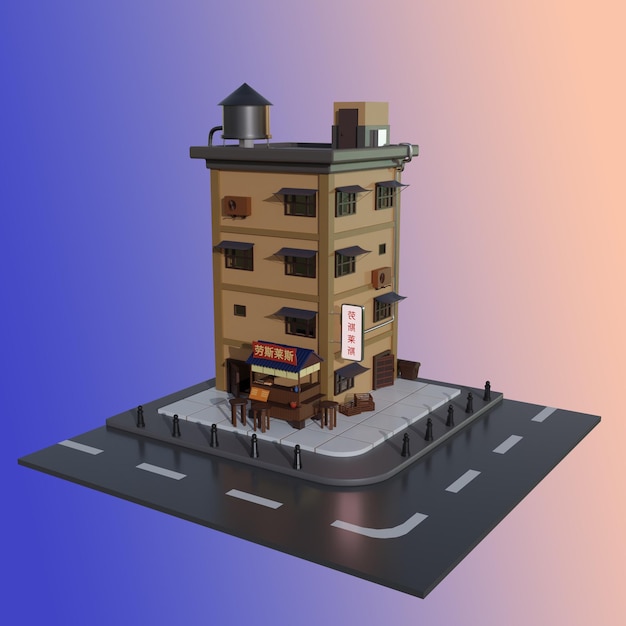 Rendering PSD 3D di una casa isometrica