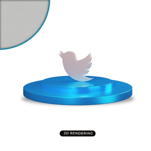 Rendering realistico dell'icona twitter 3D