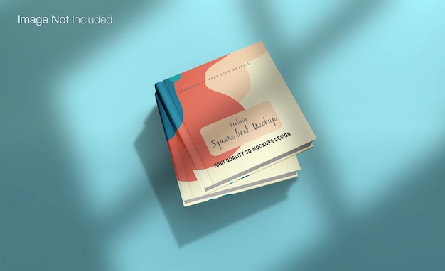 Rendering realistico di mockup di libri quadrati