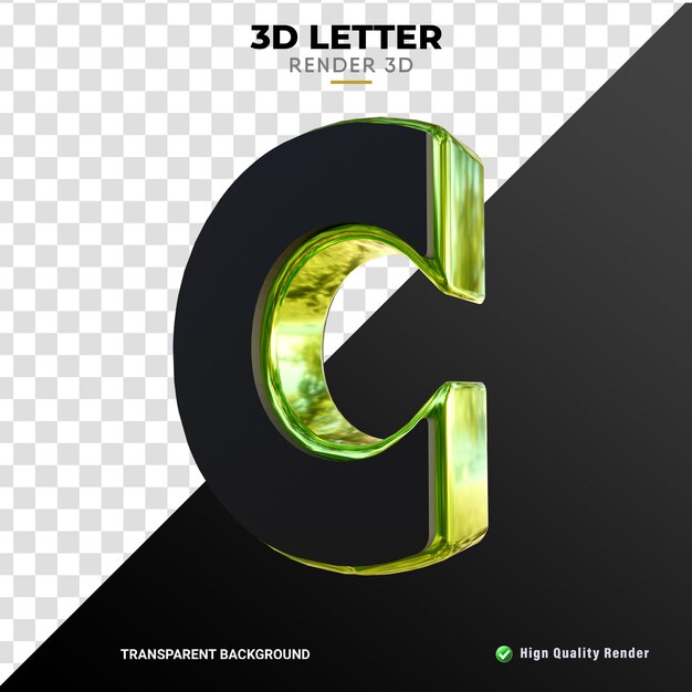 Rendering realistico di qualità hign texture oro liscio lettera 3D