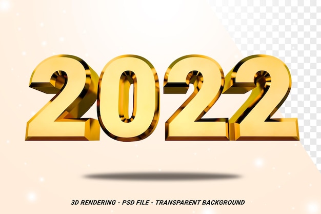 Renderização 3D 2022 em ouro