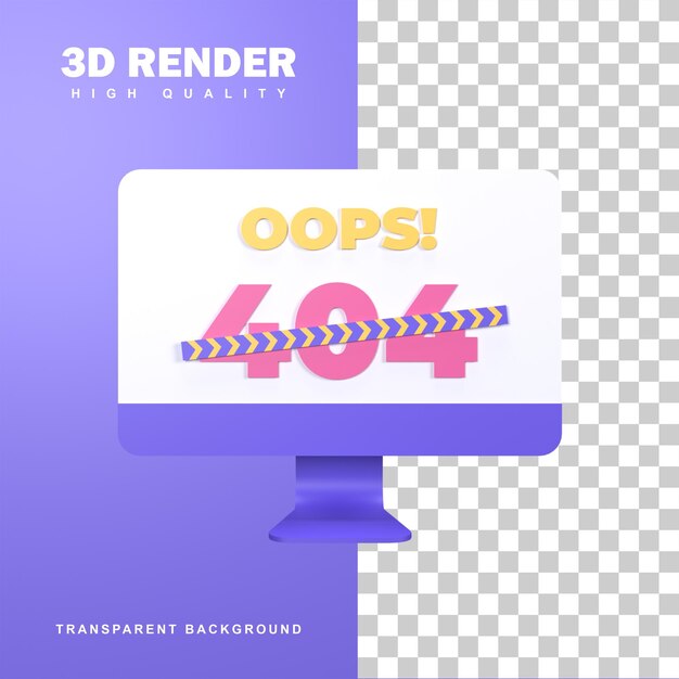 Renderização 3d 404 page not found concept.