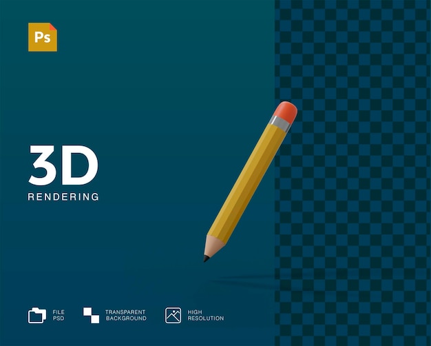 Renderização 3d a lápis isolada