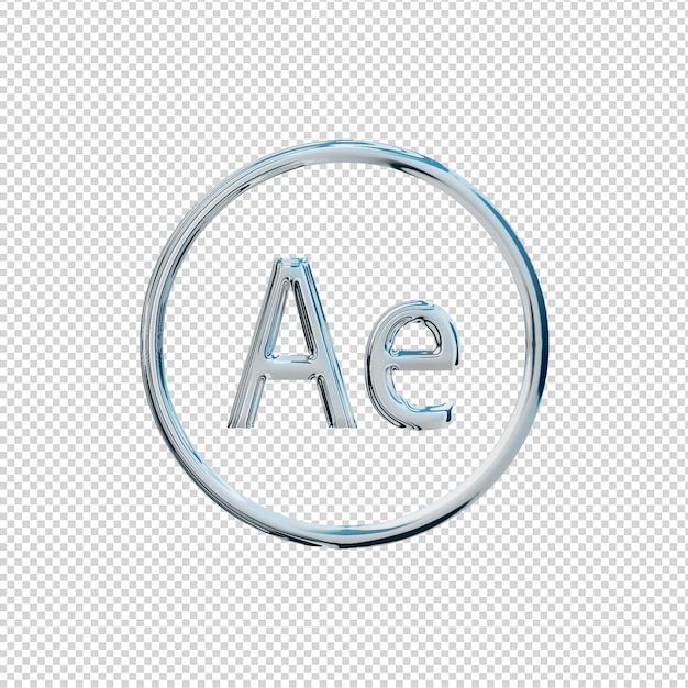 Renderização 3D Adobe After Effect Icon Chrome brilhante