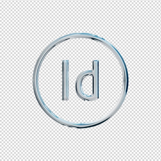 Renderização 3D Adobe Indesign Icon Chrome brilhante