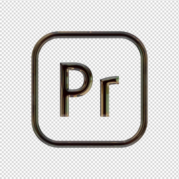 Renderização 3D Adobe Premiere Preto Brilhante