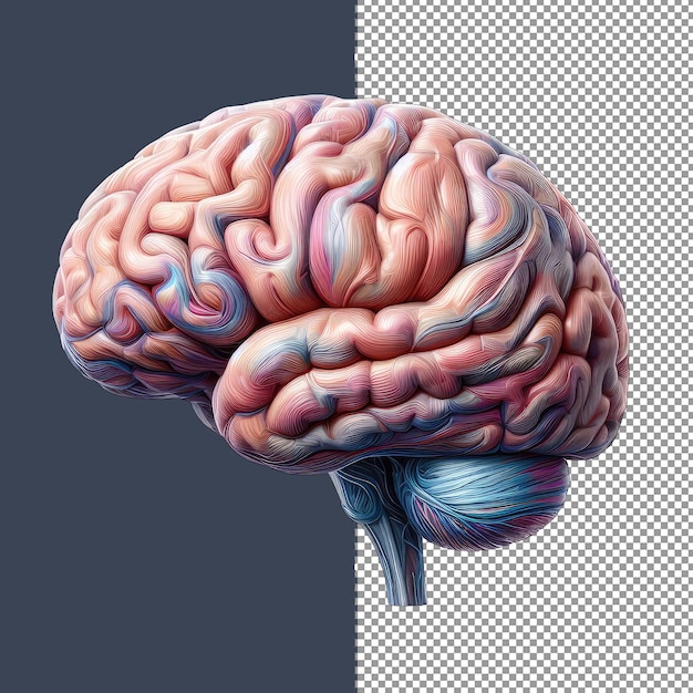 PSD renderização 3d altamente detalhada do cérebro humano png