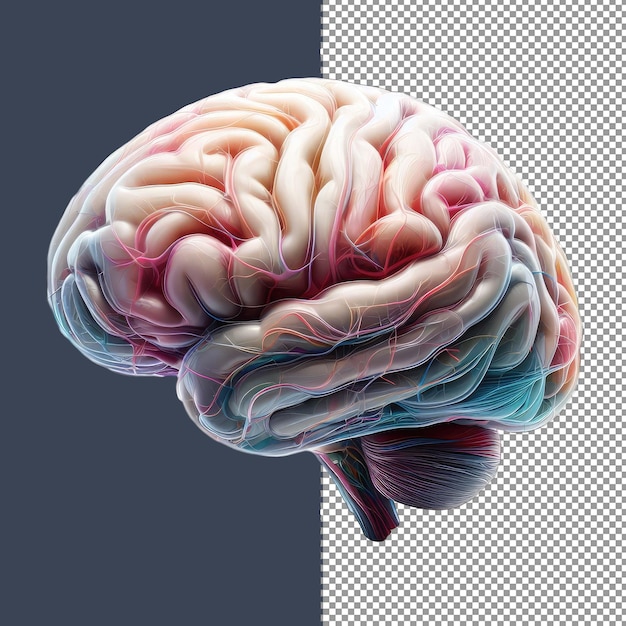 Renderização 3d altamente detalhada do cérebro humano png