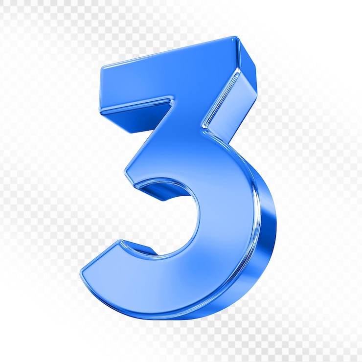 PSD renderização 3d azul número 3