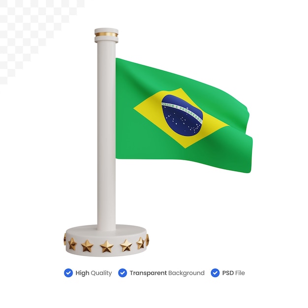 renderização 3D bandeira nacional do Brasil isolada