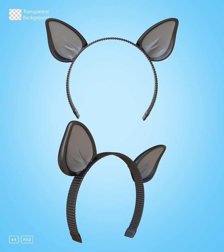 PSD renderização 3d bat ears halloween headband front and frontside view