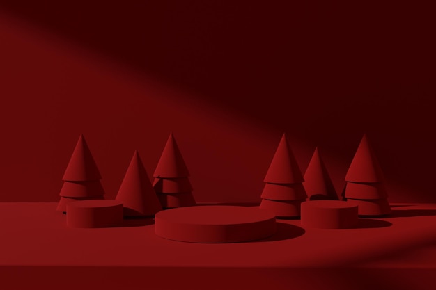 Renderização 3D cena do pódio para o fundo de Natal