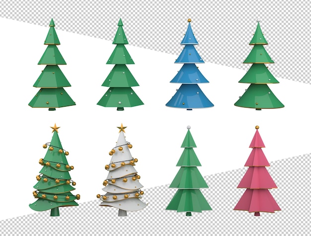 Renderização 3d colorida da árvore de natal