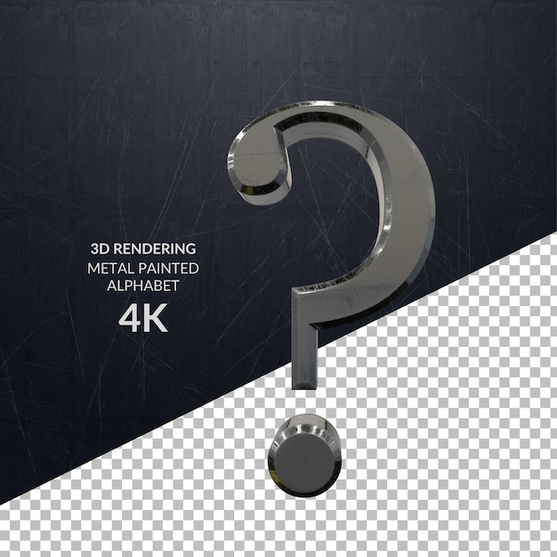 PSD renderização 3d com desenho de alfabeto pintado de metal
