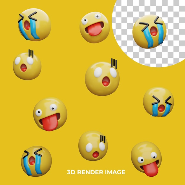 Renderização 3d com expressões de emoji isoladas