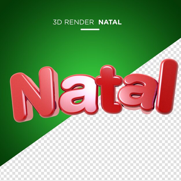 PSD renderização 3d com letras de natal no brasil