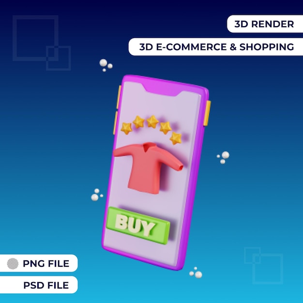 Renderização 3d comprar ícone do produto ilustração objeto psd premium