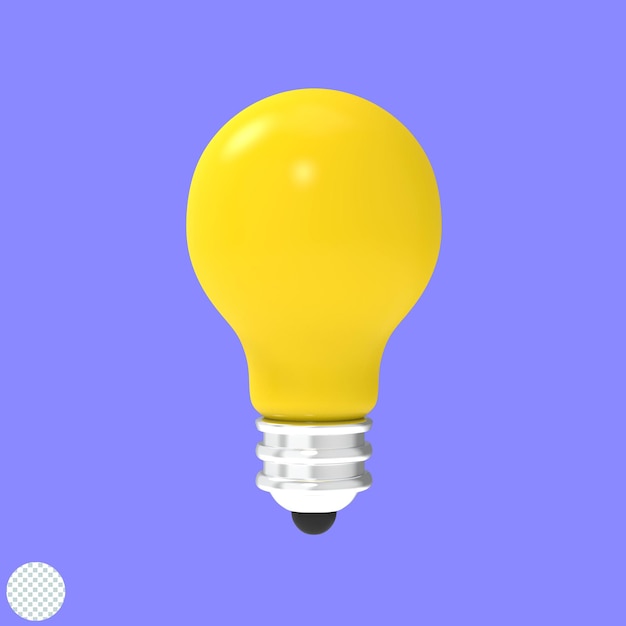 renderização 3d conceito de ideia de lâmpada amarela ilustração 3d