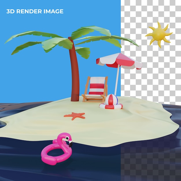 Renderização 3d conceito de verão isolado