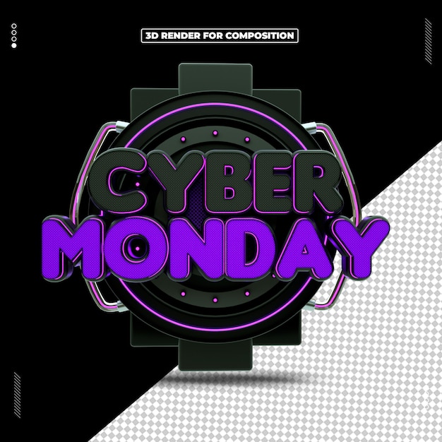 Renderização 3d cyber segunda-feira
