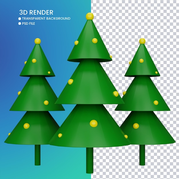 PSD renderização 3d da árvore de natal