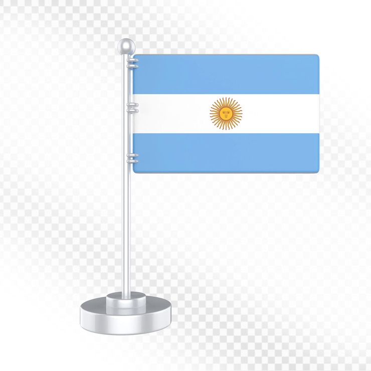 PSD renderização 3d da bandeira argentina em um suporte