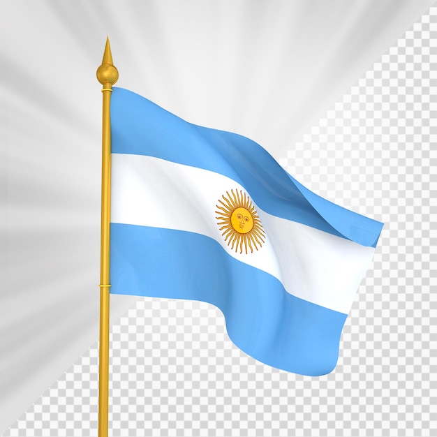 Renderização 3d da bandeira da argentina