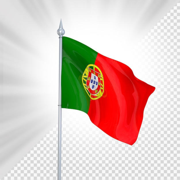 PSD renderização 3d da bandeira de portugal