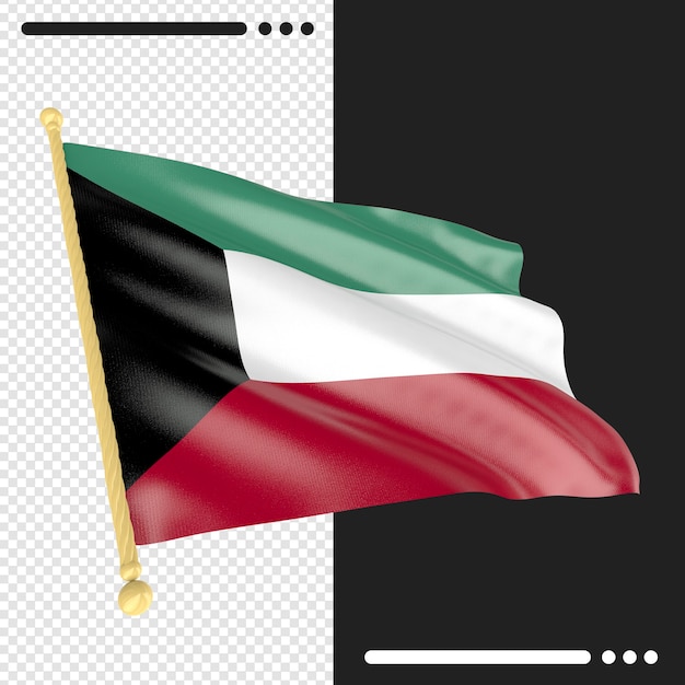 PSD renderização 3d da bandeira do kuwait isolada