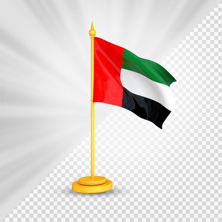 PSD renderização 3d da bandeira dos emirados árabes unidos