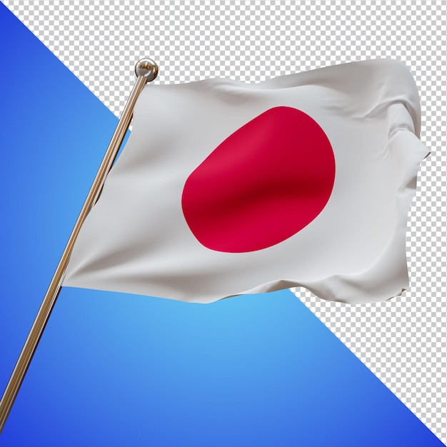 PSD renderização 3d da bandeira japonesa isolada