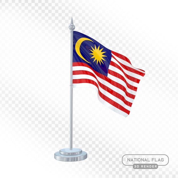 Renderização 3D da Bandeira Nacional da Malásia