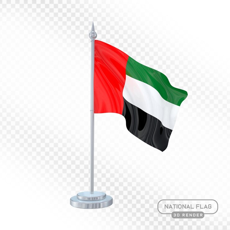 PSD renderização 3d da bandeira nacional dos emirados árabes unidos