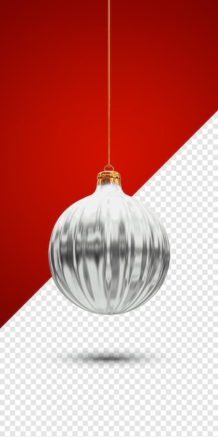 Renderização 3d da bola de natal prateada isolada