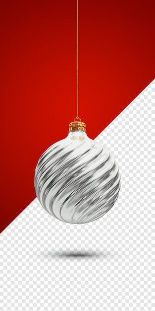 Renderização 3d da bola de natal prateada isolada