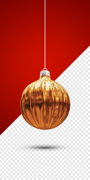 PSD renderização 3d da bola dourada do natal isolada