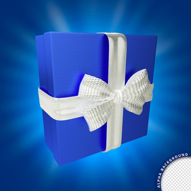 PSD renderização 3d da caixa de presente azul para o dia dos pais