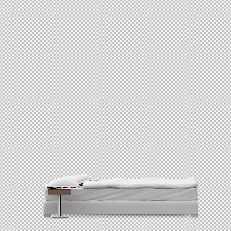 PSD renderização 3d da cama isométrica