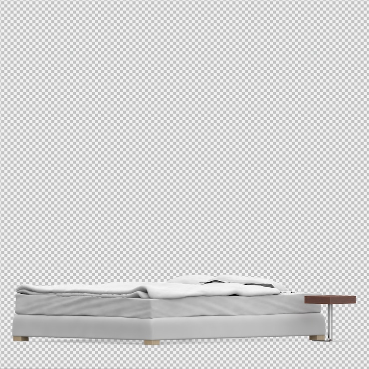 PSD renderização 3d da cama isométrica