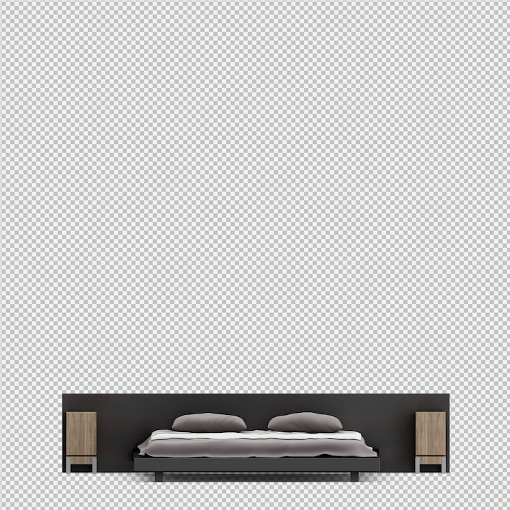 PSD renderização 3d da cama isométrica