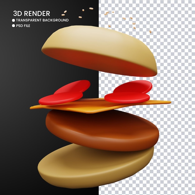renderização 3D da camada de hambúrguer