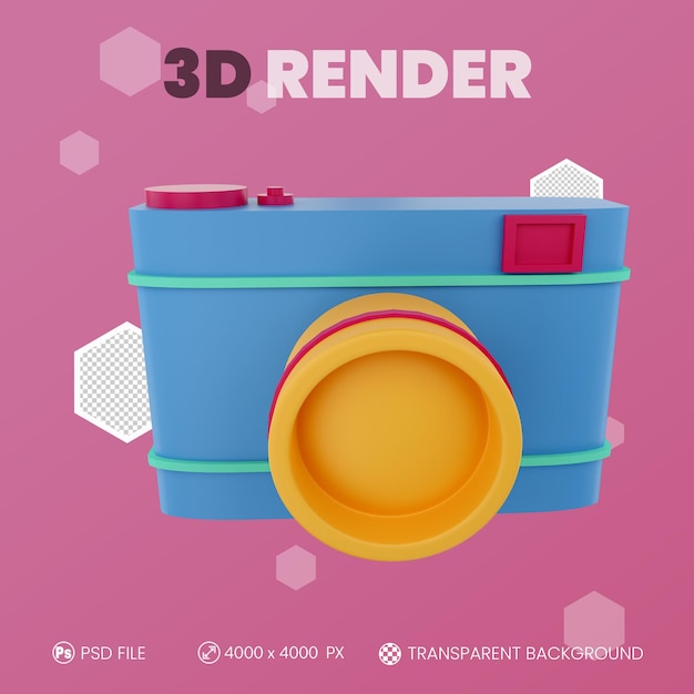 Renderização 3D da câmera com fundo isolado
