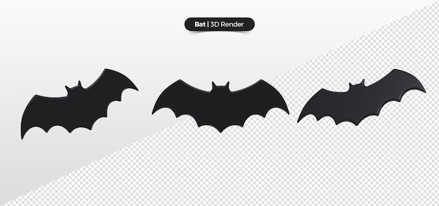 Renderização 3d da coleção de morcegos de halloween