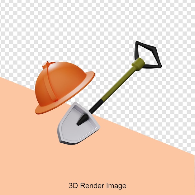 PSD renderização 3d da escavadeira de construção