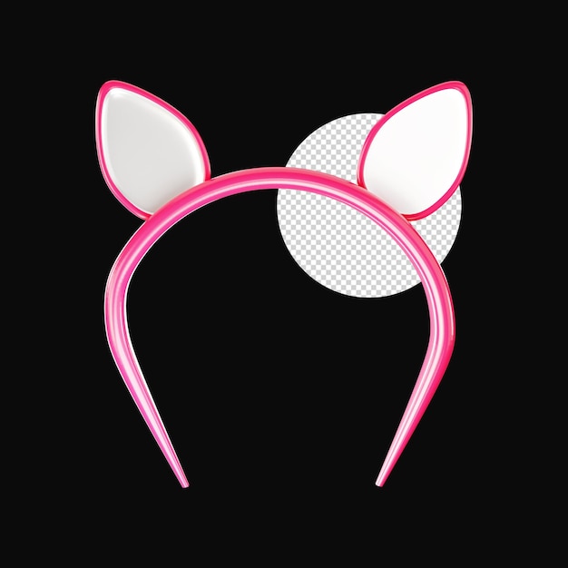 Renderização 3D da faixa de orelha rosa em fundo preto