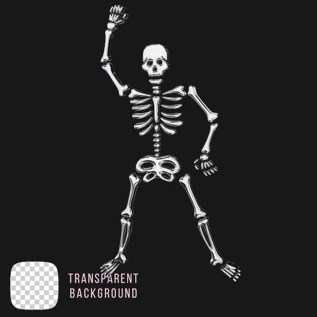 Renderização 3D da forma do esqueleto de metal cromado Psd