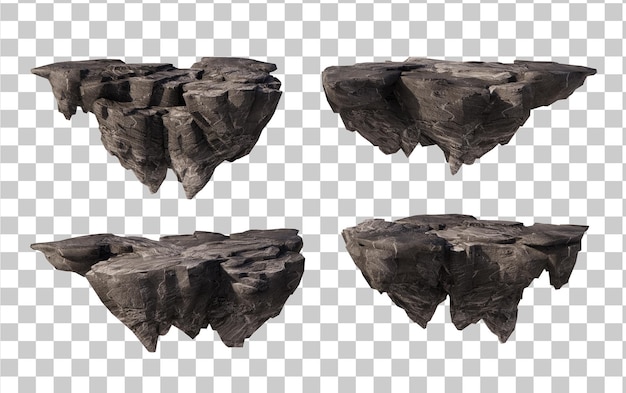 PSD renderização 3d da ilha de pedra flutuante