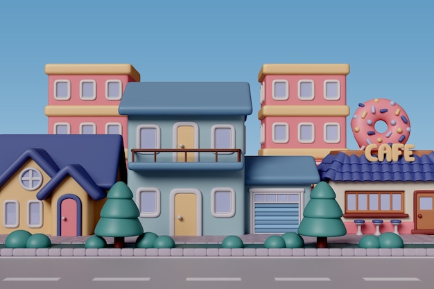 Renderização 3D da ilustração da cidade.