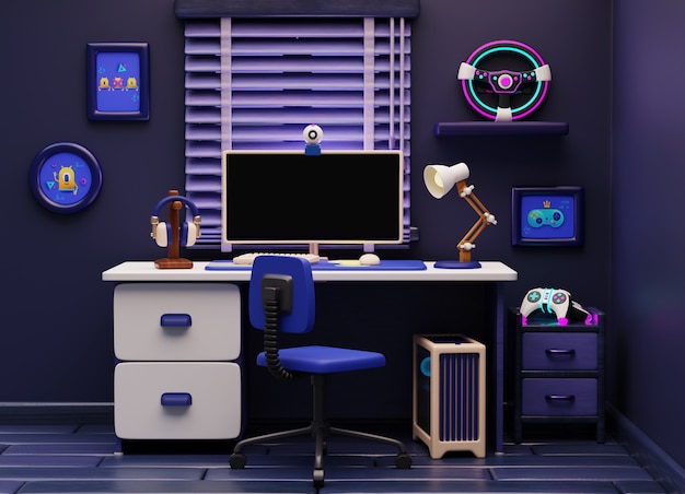 Renderização 3D da ilustração da sala de jogos