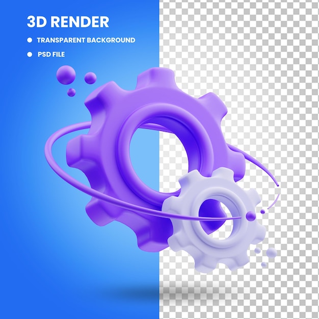 Renderização 3d da ilustração do ícone de configurações